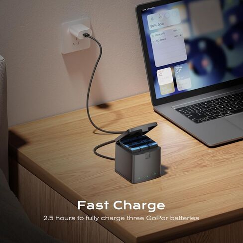 Battery Charger Compatible with GoPro Hero 12/11/10/9 Black Battery | 3-Channel USB Fast Battery Charger Station with LED light in Saudi Arabia