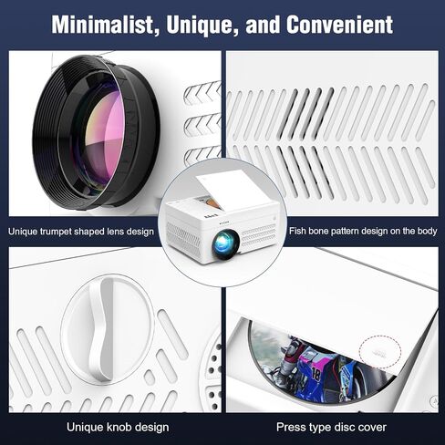 TMY Bluetooth Projector with DVD Player Built in, 1080P Mini Projector, Portable DVD Projector for Outdoor Movies, Compatible with Smartphone/PC/TV Stick/HDMI/USB/TF (white) in Saudi Arabia