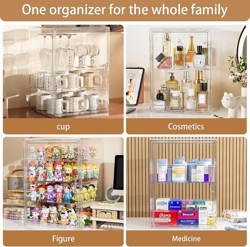 JOYZAN Clear Baby Bottle Organizer for Countertop 3 Tier Stackable Plastic Bottle Station Organizer with Adjustable Dividers Baby Bottle Storage Organizer for Cabinet,Home,Bathroom XXL in Saudi Arabia