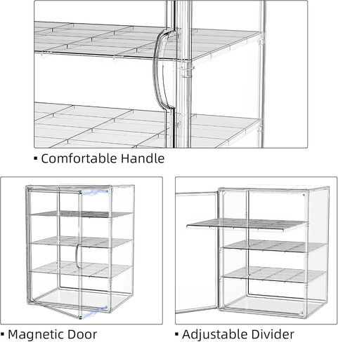 JOYZAN Clear Baby Bottle Organizer for Countertop 3 Tier Stackable Plastic Bottle Station Organizer with Adjustable Dividers Baby Bottle Storage Organizer for Cabinet,Home,Bathroom XXL in Saudi Arabia