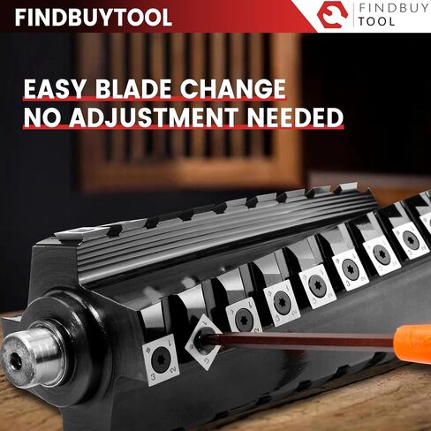 FINDBUYTOOL Helical Cutterhead for Delta DJ-20 8" Jointer - Carbide Insert Cutterhead Replacement for Models 37-350, 37-365X, 37-680, 37-680X - Includes 40 Knives, Screws, Tools & Bearings in Saudi Arabia