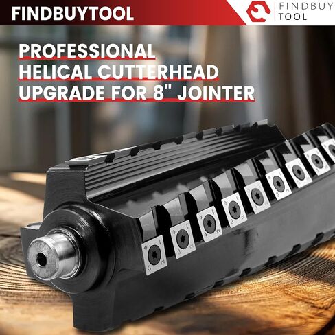 FINDBUYTOOL Helical Cutterhead for Delta DJ-20 8" Jointer - Carbide Insert Cutterhead Replacement for Models 37-350, 37-365X, 37-680, 37-680X - Includes 40 Knives, Screws, Tools & Bearings in Saudi Arabia