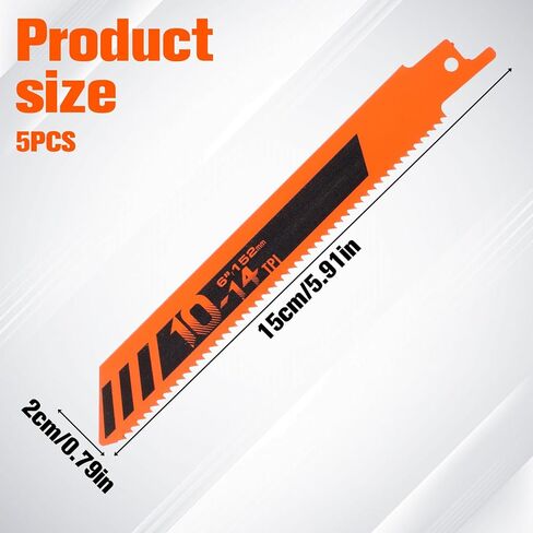 5 PCS Saw Blades Metal Cutting Reciprocating Saw Blades | 6 inch 14TPI reciprocating saw blades for cutting wood metal pipes and steel bars fits most saws in Saudi Arabia