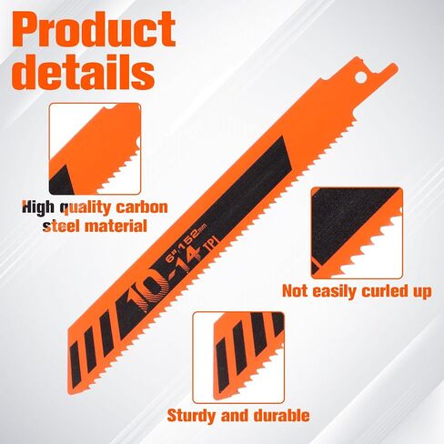 5 PCS Saw Blades Metal Cutting Reciprocating Saw Blades | 6 inch 14TPI reciprocating saw blades for cutting wood metal pipes and steel bars fits most saws in Saudi Arabia