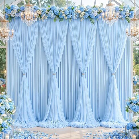 White Tulle Backdrop Curtain for Wedding Parties,10ft x 10ft Wrinkle Free Curtain Backdrop,2 Layer Drapes for Backdrop,Polyester Wedding Back Drop for Bridal Shower Birthday Baby Shower Photography in Saudi Arabia