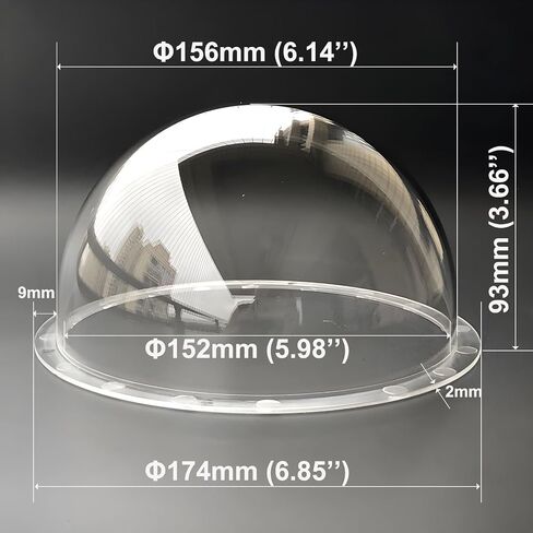 6.2 Inch Acrylic Plexi Glass Clear Dome Cover, Plastic Hemisphere Lens Cap Ball Cover, Surveillance CCTV Camera Housing for Security Camera, 156mm Outer Diameter, 93mm Height in Saudi Arabia
