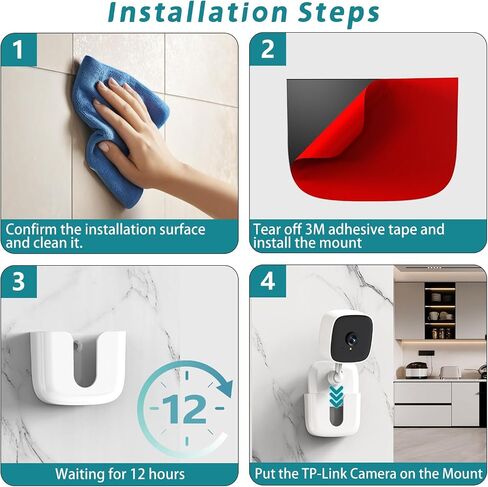 Adhesive Tapo Camera Mount,Fit for Tapo Link Indoor Security Camera C100 /C110 ,No Drilling Mount Holder,No Damage to Surface Mounting Bracket (Tapo Link Cameras is Not Included) White,2Pack in Saudi Arabia