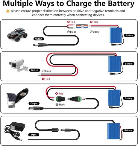 CITYORK 12V Rechargeable Battery 10400mAh with Charger, Bare Leads, Cable Connector for DIY Projects, Speakers Box, Radio Equipment, Toy Cars, Solar Panels, LED Light Strip, CCTV Camera, etc in Saudi Arabia