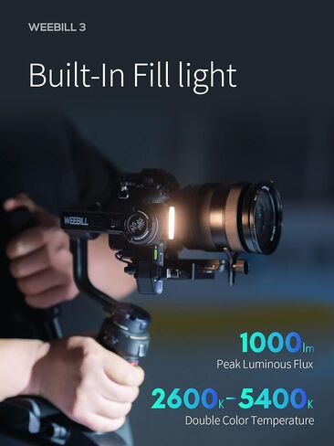 مجموعة ZHIYUN Weebill 3، مثبت جيمبال لكاميرات DSLR والكاميرا غير المرآة، نيكون سوني باناسونيك كانون فوجي فيلم BMPCC 6K، مقبض حبال قابل للتمديد، مسند للمعصم، تكامل الضوء والميكروفون، شحن سريع PD in Kuwait