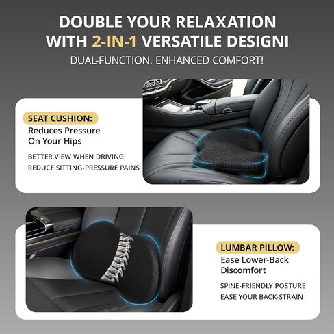 Car Seat Cushions for Driving | Car Seat Cushions,Relieve Sciatica & Back Pain, Improve Driving Posture, Ergonomic Truck Seat Cushion for Long Commute in Kuwait