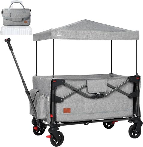 EVER ADVANCED Lightweight Foldable Travel Wagon Stroller for 2 Kids - Carry-on Airplane Size with Travel Bag - All-Terrain Wheels, 5-Point Harness - Portable Kids & Cargo Wagon for Zoo & Park in Saudi Arabia