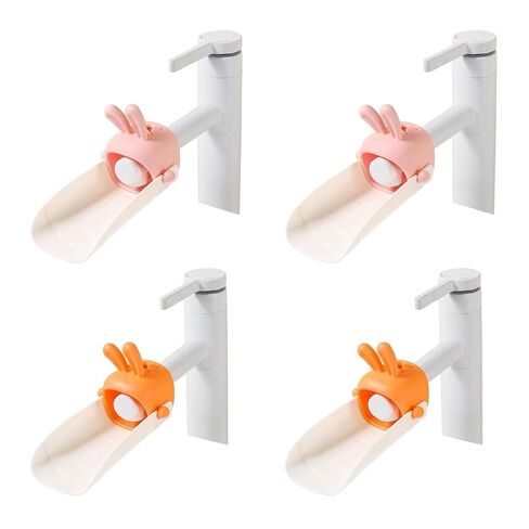 4pcs Cute Cartoon Faucet Expander, Rabbit U-Shaped Widening Faucet Expander | Bathroom Kitchen Faucet Splash Proof Sink (Pink/Orange/Yellow/Green) in Saudi Arabia