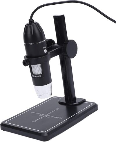 Digital Microscope with Stand, USB Digital Microscope 1600x Magnification, 8 Adjustable LED Lights for PC and Android Phone, Includes Measuring Scale and Adapter in Saudi Arabia