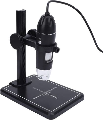 Digital Microscope with Stand, USB Digital Microscope 1600x Magnification, 8 Adjustable LED Lights for PC and Android Phone, Includes Measuring Scale and Adapter in Saudi Arabia