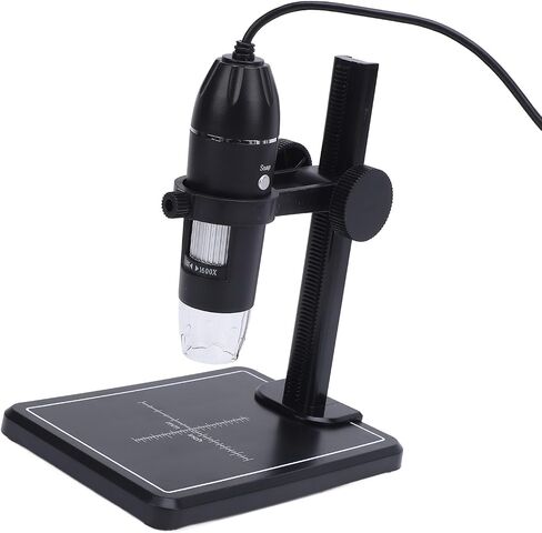 Digital Microscope with Stand, USB Digital Microscope 1600x Magnification, 8 Adjustable LED Lights for PC and Android Phone, Includes Measuring Scale and Adapter in Saudi Arabia