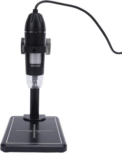 Digital Microscope with Stand, USB Digital Microscope 1600x Magnification, 8 Adjustable LED Lights for PC and Android Phone, Includes Measuring Scale and Adapter in Saudi Arabia