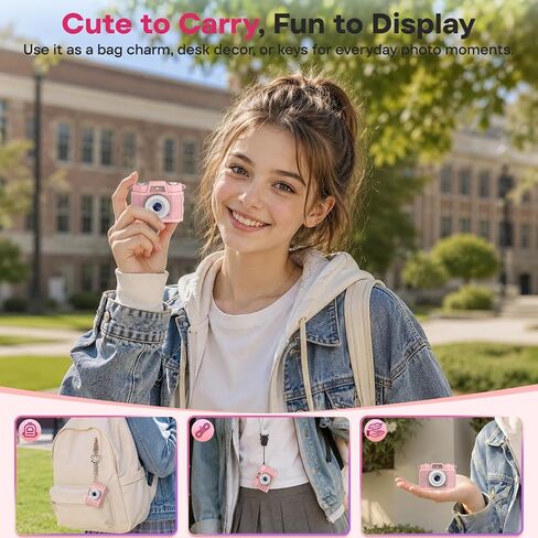 Mini Portable Keychain Digital Camera: 1.47" Display 1080P Video Camera | Pocket Retro Recorder with 5 Vintage Filter, USB-C Rechargeable, 32GB Card, Ideal Gift for Teen Adult Y2K Party Travel Vlog in Kuwait