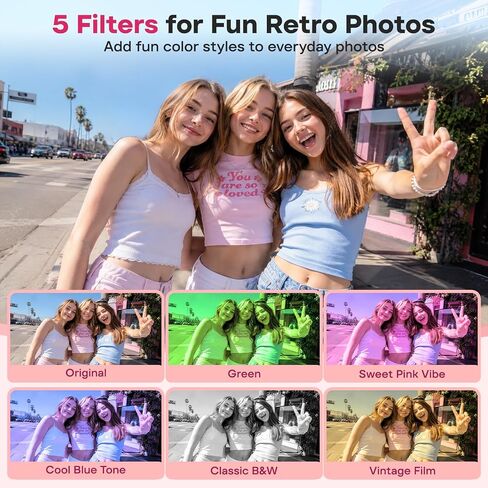 Mini Portable Keychain Digital Camera: 1.47" Display 1080P Video Camera | Pocket Retro Recorder with 5 Vintage Filter, USB-C Rechargeable, 32GB Card, Ideal Gift for Teen Adult Y2K Party Travel Vlog in Kuwait