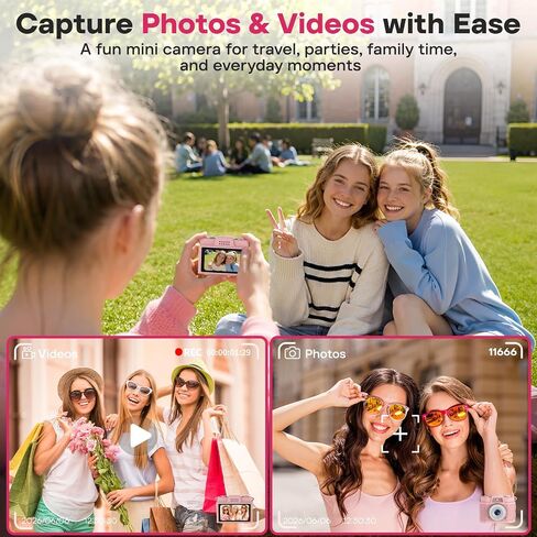 Mini Portable Keychain Digital Camera: 1.47" Display 1080P Video Camera | Pocket Retro Recorder with 5 Vintage Filter, USB-C Rechargeable, 32GB Card, Ideal Gift for Teen Adult Y2K Party Travel Vlog in Kuwait