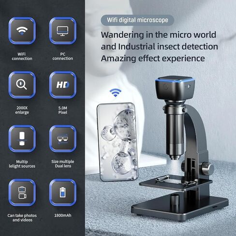 USB Microscope, 315wifi Microscope 2000X Dual Lens Biological USB/WiFi Mobile Phone Mite High-Power Digital in Saudi Arabia