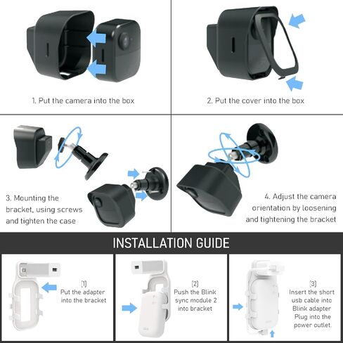 3Pack Blink Outdoor Camera Mount Housing for Blink Camera 4th Gen 2K+ | Protective Housing 360 Degree Adjustable Mount with Blink Sync Module Mount for Blink Outdoor Camera 4th gen, Blink 2K+ in Kuwait