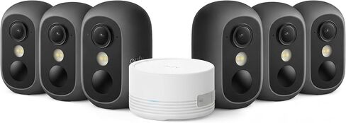 eufy Security eufyCam C35 6-Cam Kit, Wireless Security Indoor/Outdoor Camera, Magnetic Mount, Color Night Vision, Local Storage, No Subscription, IP67, Solar Panel Compatible, Built-in 8GB, Black in Kuwait