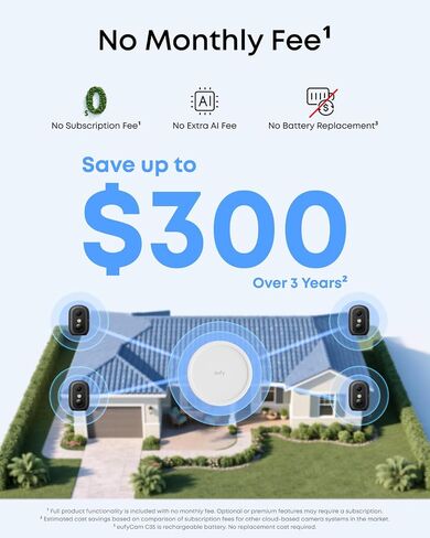 eufy Security eufyCam C35 6-Cam Kit, Wireless Security Indoor/Outdoor Camera, Magnetic Mount, Color Night Vision, Local Storage, No Subscription, IP67, Solar Panel Compatible, Built-in 8GB, Black in Kuwait