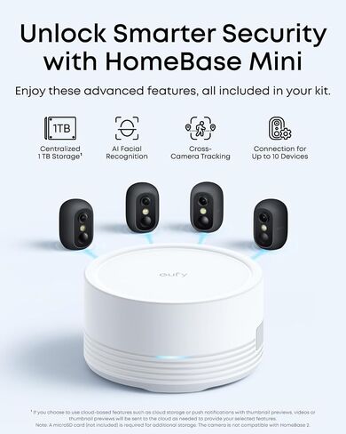 eufy Security eufyCam C35 6-Cam Kit, Wireless Security Indoor/Outdoor Camera, Magnetic Mount, Color Night Vision, Local Storage, No Subscription, IP67, Solar Panel Compatible, Built-in 8GB, Black in Kuwait