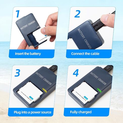 NB-4L CB-2LV Battery Charger Compatible with Canon IXUS | 100 HS, 300 HS, 310 HS, PowerShot SD1000, SD1100 IS, SD1400 IS, SD200, SD300, SD450, SD600, SD750, SD780 IS, SD960 IS in Kuwait