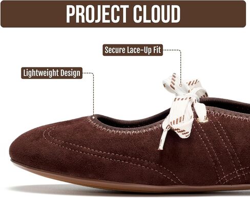 حذاء باليه نسائي مسطح من Project Cloud Fashion Mary Jane (Emilee) بني | نعل داخلي من إسفنج الذاكرة؛ تصميم خفيف الوزن؛ نعل غير قابل للانزلاق؛ أحذية الباليه المسطحة من ماري جين؛ الراحة اليومية للنساء in Kuwait
