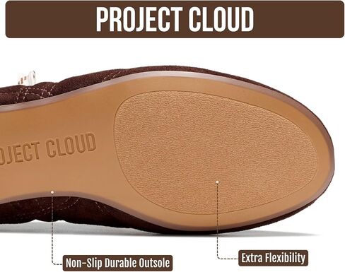 حذاء باليه نسائي مسطح من Project Cloud Fashion Mary Jane (Emilee) بني | نعل داخلي من إسفنج الذاكرة؛ تصميم خفيف الوزن؛ نعل غير قابل للانزلاق؛ أحذية الباليه المسطحة من ماري جين؛ الراحة اليومية للنساء in Kuwait