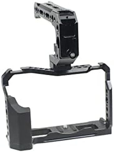 Aluminum Camera Cage, Camera Protective Case w/Handle Cold Shoe Mount Rig Stabilizer Rail Rod System Kit Compatible with Fujifilm XT4 (with Cable Clip) in Saudi Arabia