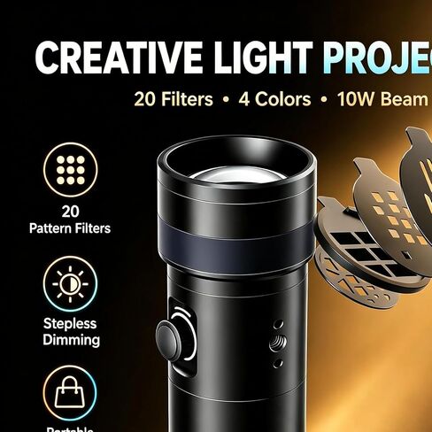 Photography Spotlight Projection Light, Creative Content Lighting System with 20 Magnetic Zoom Control Multi Color Effects Rechargeable Power for Photo Video Studio Production in Saudi Arabia