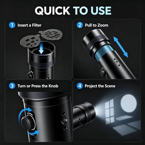 Photography Spotlight Projection Light, Creative Content Lighting System with 20 Magnetic Zoom Control Multi Color Effects Rechargeable Power for Photo Video Studio Production in Saudi Arabia