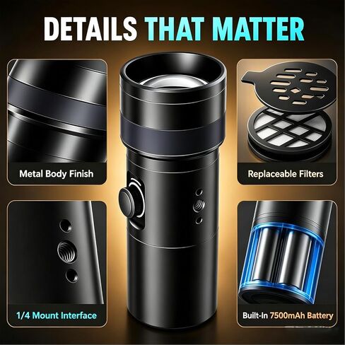 Photography Spotlight Projection Light, Creative Content Lighting System with 20 Magnetic Zoom Control Multi Color Effects Rechargeable Power for Photo Video Studio Production in Saudi Arabia
