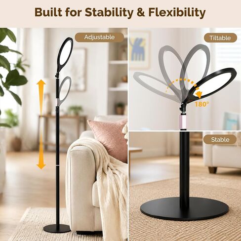14" Full Screen Ring Light with Adjustable Stand, Studio LED Ring Light with Phone Holder & 58" Stand, Selfie Light with Remote for Video Photography, TikTok, YouTube, Live Stream in Saudi Arabia