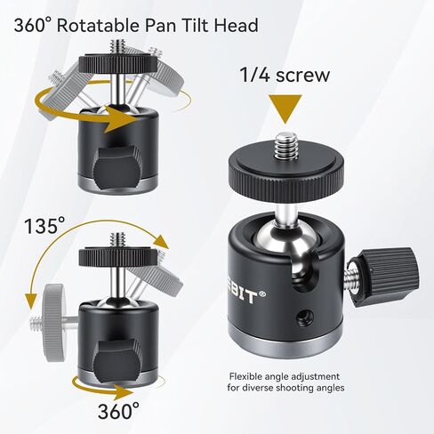 UTEBIT Universal Adjustable Dual Cell Phone Holder | 360° Rotating Mini Ball Head Mount, Two Smartphone Clamp Adapter, 1/4'' Screws, For Vlogging Video Recording Live Streaming in Saudi Arabia