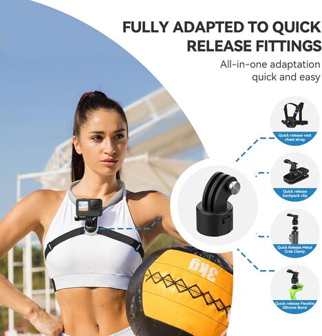 TELESIN S2 Quick Release Magnetic Neck Mount with Fixing Chest Strap | Necklace Lanyard Holder for GoPro 13 12 11 10 9 8 7 6 Go Pro Max Insta360 X3 X4 GO3 Ace Pro DJI Action 5 Pro 3 4 in Kuwait