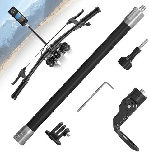 Aluminum Motorcycle Bike Handlebar Mount for Insta360 X5,Bike Handlebar Selfie Stick Mount with Adjustable Aluminium Alloy Rod for Insta360 X5 X4 X3 X2 X,DJI Action 5Pro/4/3,GoPro in Saudi Arabia