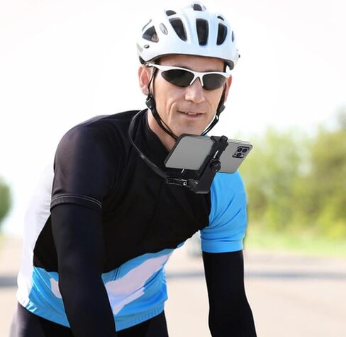 Neck Phone Mount Stand and Camera Chest Holder for POV Recording, Hands-Free Flexible Neck Mount with Strap for Outdoor Cycling Vlogging and Live Broadcast in Saudi Arabia