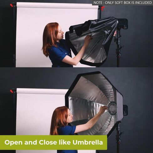 BoomBox 36"/91.4 cm Octagonal Softbox w Bowens S-Type Mount V2 - Umbrella-Style Quick-Open Light Modifier for Monolights Strobes and LED Lights, Removable Diffuser & Baffle, Deflector Plate in Saudi Arabia