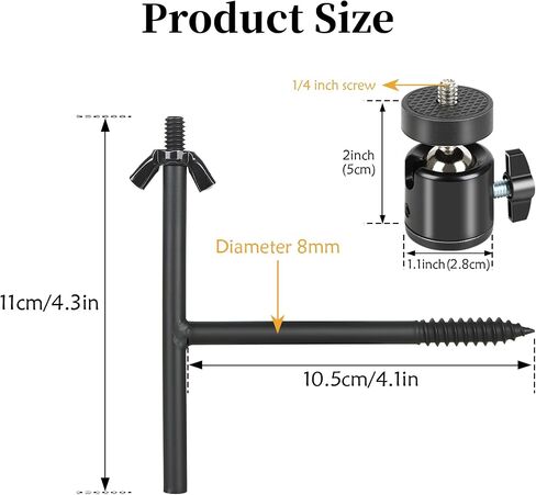 4 Pack Trail Camera Tree Mount, 360°Adjustable Trail Camera Holder | T-Shaped Tracking Camera Bracket, Tree 1/4"-20 Screw Mounting Brackets, Steel Trailcam Holder for Hunting in Saudi Arabia