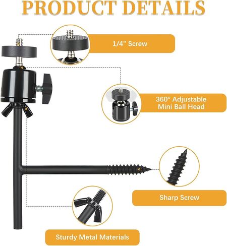 4 Pack Trail Camera Tree Mount, 360°Adjustable Trail Camera Holder | T-Shaped Tracking Camera Bracket, Tree 1/4"-20 Screw Mounting Brackets, Steel Trailcam Holder for Hunting in Saudi Arabia