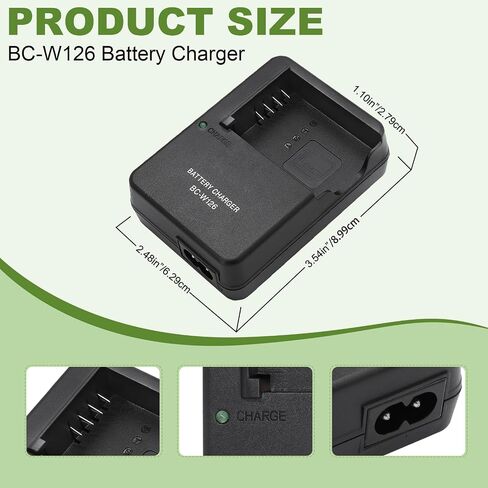 BC-W126 Battery Charger for NP-W126 NP-W126S Battery Compatible with Fujifilm X100vi, X100V, XM5, XE5, XT30II, XT30, X Half, XS10, XT20, XE4, A5 Cameras in Kuwait