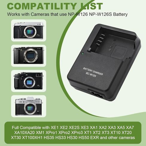 BC-W126 Battery Charger for NP-W126 NP-W126S Battery Compatible with Fujifilm X100vi, X100V, XM5, XE5, XT30II, XT30, X Half, XS10, XT20, XE4, A5 Cameras in Kuwait