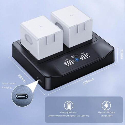 18W PD LCD USB Dual Battery Charger for Arlo Pro & Pro 2 | Fast Charging Station Replacement Charging Accessory for Arlo Home Security Cameras in Kuwait