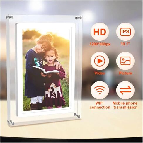 10inch Acrylic WiFi Digital Photo Frame 32G Touch Screen with USB Port Stand Support Phone App Sending Picture Video Play Clearer in Saudi Arabia