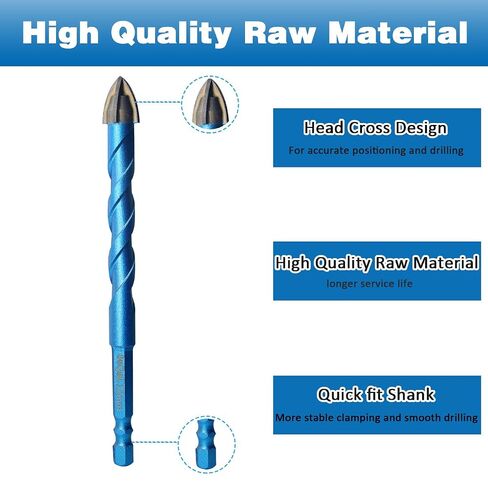 10pcs Masonry Diamond Drill Bits,BeQell 1/4"-1/2" Concrete Diamond Hole Saw Kit for Wood Plastic Brick Ceramic Tile,Carbide Tips Quick Change Shank Core Drill Bit in Saudi Arabia
