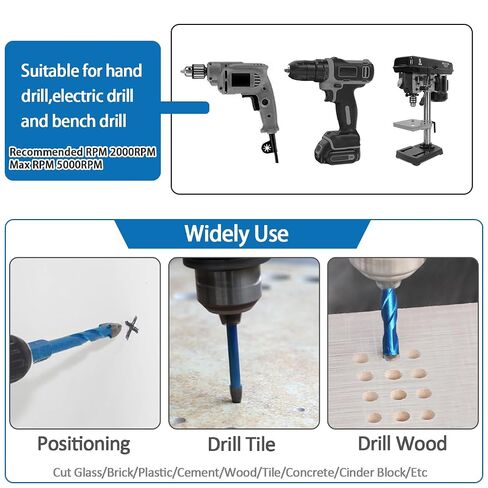 10pcs Masonry Diamond Drill Bits,BeQell 1/4"-1/2" Concrete Diamond Hole Saw Kit for Wood Plastic Brick Ceramic Tile,Carbide Tips Quick Change Shank Core Drill Bit in Saudi Arabia
