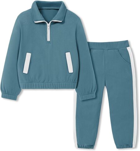 Coco&RARA Toddler Boy Clothes Long Sleeve Fleece Sweatshirt Pants Set 2Pcs | Fall Winter Clothes, Toddler Boy Sweatsuit Outfit, Warm and Comfortable, 12M-5T Set, Side Pockets in Saudi Arabia